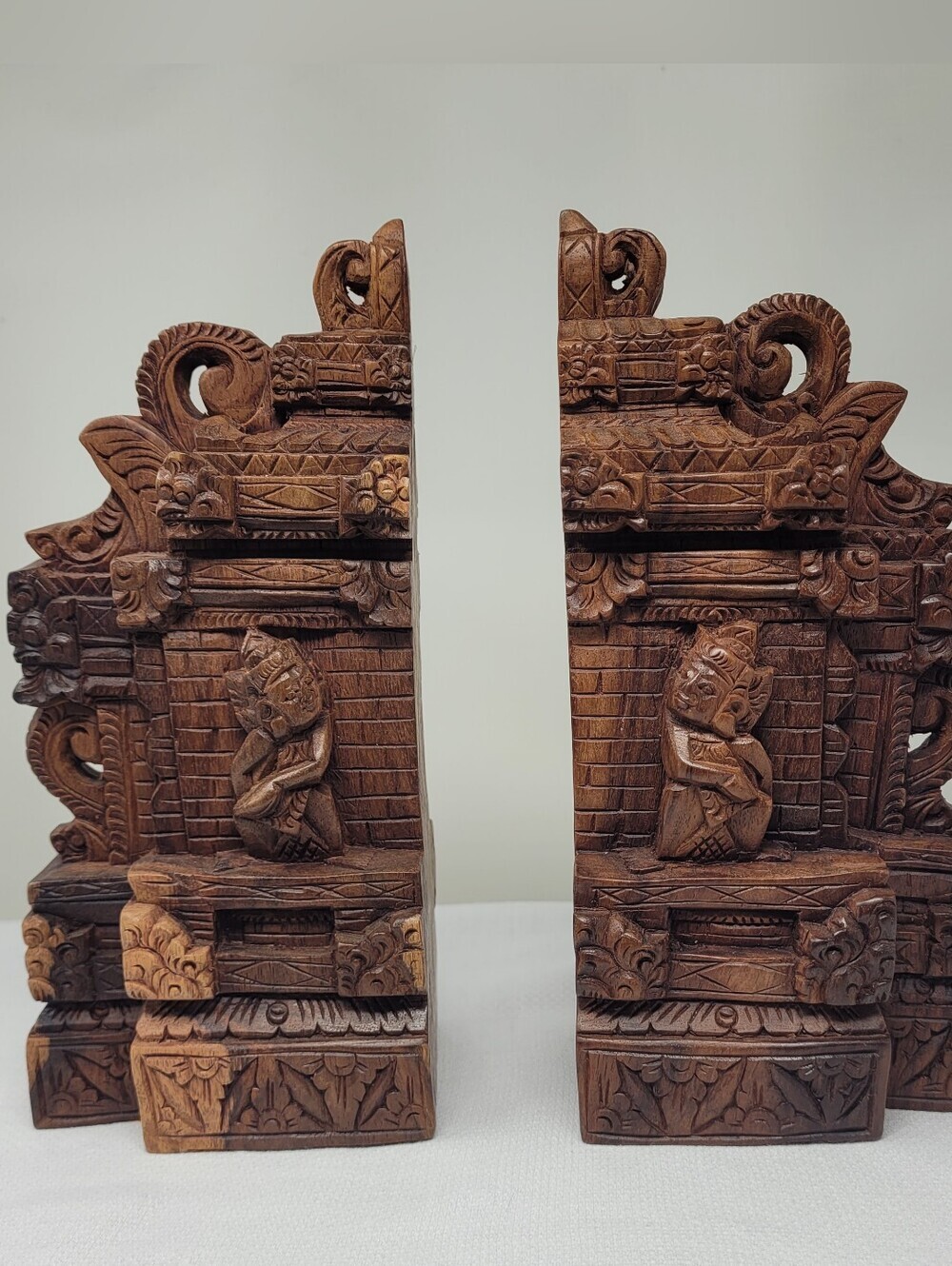 Wooden Balinese Intricate Carved Bookends Temple Gates